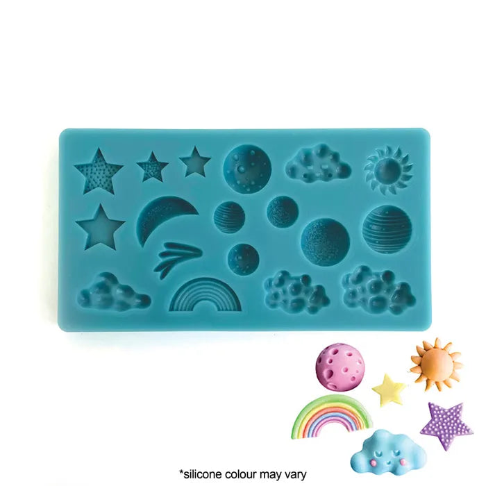 Tiny Moon, Stars, and Flowers Bits Silicone Mold, Matte UV Resin Mold