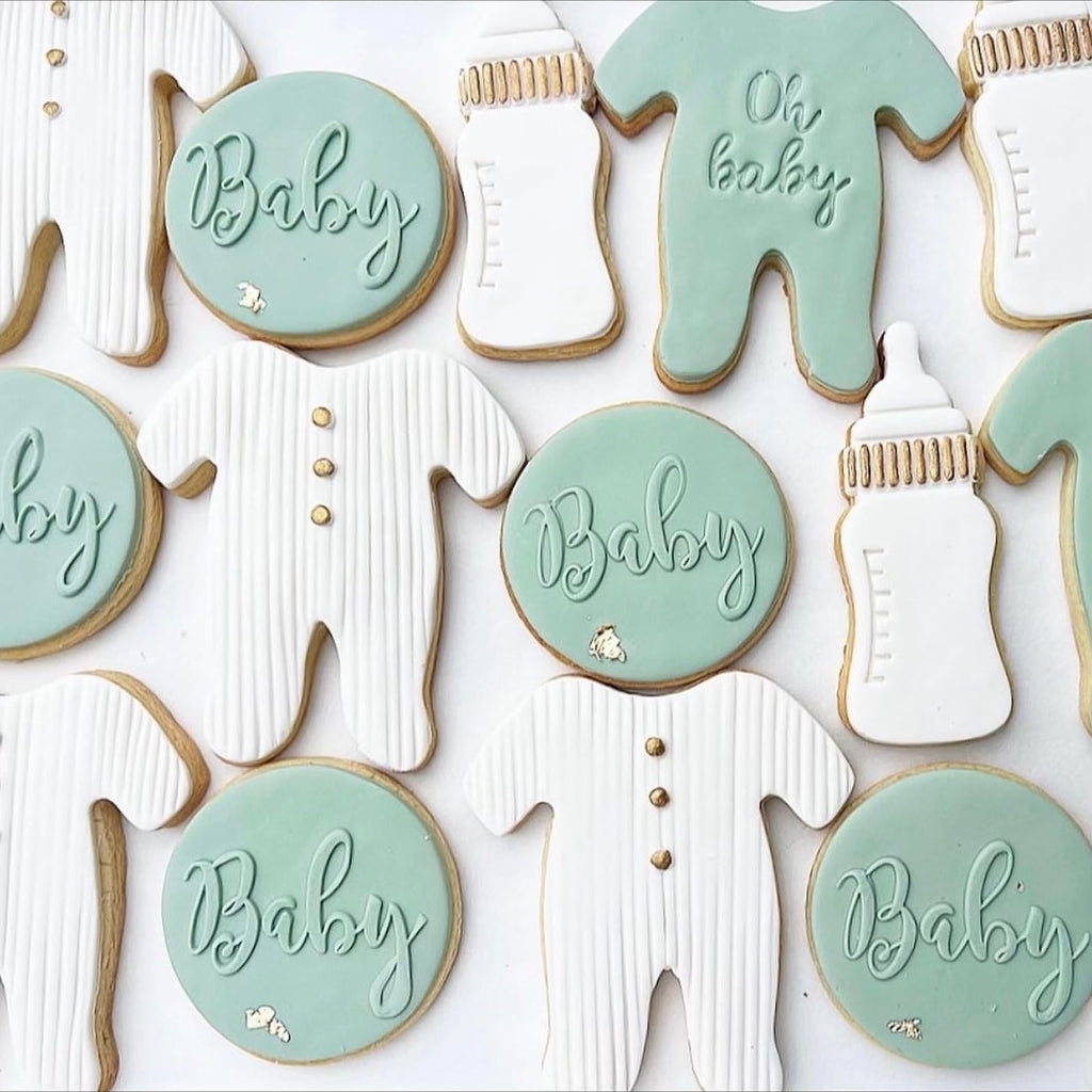 Ribbed Long Sleeve Baby Onesie Cookies